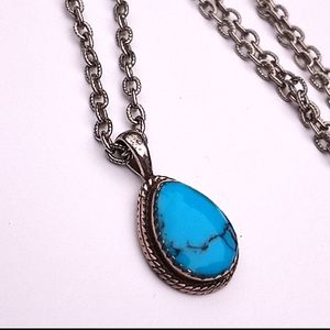 Signed Native American Turquoise Sterling PENDANT - VINTAGE